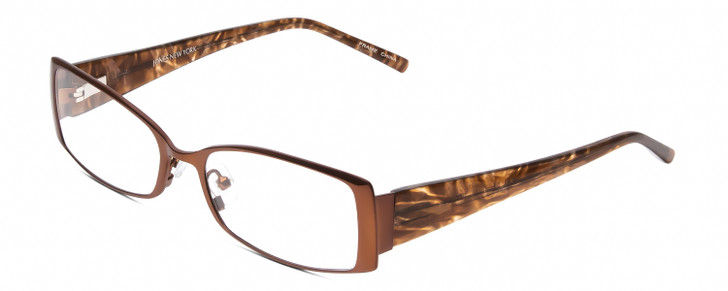 Profile View of Jones New York J443 Womens Rectangle Designer Reading Glasses in Brown Leaf 54mm