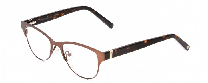 Profile View of Jones New York J143 Womens Designer Reading Glasses in Satin Brown Tortoise 47mm