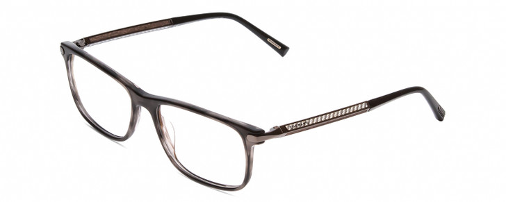 Profile View of Chopard VCH249 Designer Reading Eye Glasses with Custom Cut Powered Lenses in Gloss Black/Grey Crystal/Silver Unisex Panthos Full Rim Wood 55 mm