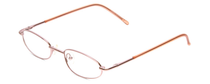 Profile View of Metal Flex KIDS TT Girls Oval Designer Reading Glasses Light Metallic Pink 44 mm