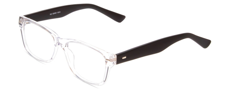 Profile View of Soho 1014 Unisex Classic Designer Reading Glasses Clear Crystal/Matte Black 53mm