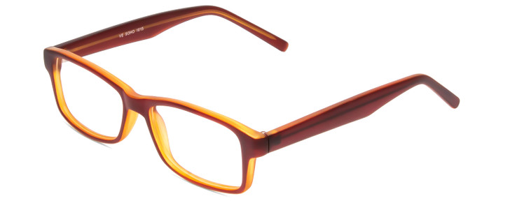 Profile View of Soho 1015 Unisex Rectangle Designer Reading Glasses in Auburn Brown & Amber 51mm