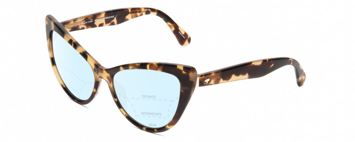 Profile View of Kate Spade KARINA Designer Progressive Lens Blue Light Blocking Eyeglasses in Beige Tortoise Havana Crystal Ladies Cat Eye Full Rim Acetate 56 mm