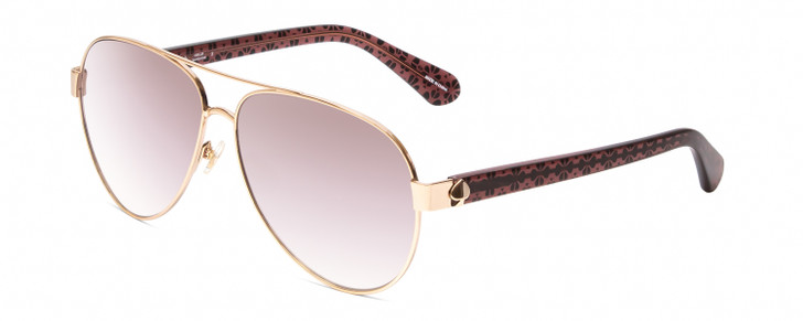 Profile View of Kate Spade GENEVA Women's Aviator Sunglasses Gold Crystal/Light Pink Mirror 59mm