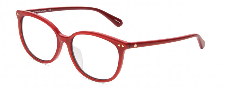 Profile View of Kate Spade ALINA Designer Single Vision Prescription Rx Eyeglasses in Cherry Red Ladies Oval Full Rim Acetate 55 mm