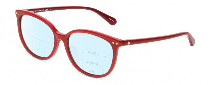 Profile View of Kate Spade ALINA Designer Progressive Lens Blue Light Blocking Eyeglasses in Cherry Red Ladies Oval Full Rim Acetate 55 mm