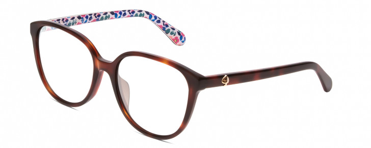 Profile View of Kate Spade VIENNE Designer Reading Eye Glasses in Tortoise Havana Colorful Floral White Ladies Cat Eye Full Rim Acetate 54 mm