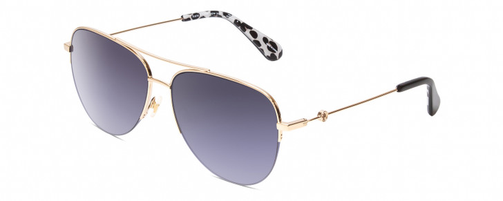 Profile View of Kate Spade MAISIE Women's Aviator Designer Sunglasses Gold Black White/Grey 60mm