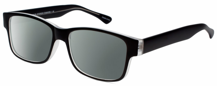 Profile View of Big & Wide 1 Designer Polarized Sunglasses with Custom Cut Smoke Grey Lenses in Matte Black Crystal Layer Mens Square Full Rim Acetate 60 mm