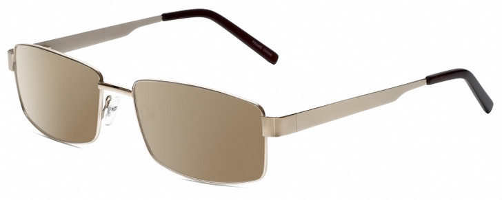 Profile View of Gotham Style 13 Designer Polarized Sunglasses with Custom Cut Amber Brown Lenses in Gold Mens Rectangular Full Rim Metal 58 mm