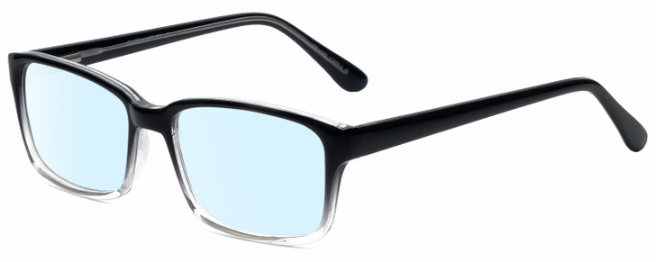 Profile View of Gotham Premium Flex 42 Designer Blue Light Blocking Eyeglasses in Black Crystal Fade Mens Square Full Rim Acetate 56 mm