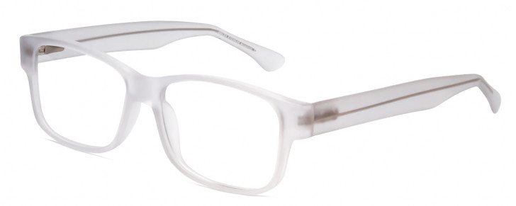 Profile View of Big & Wide 1 Designer Single Vision Prescription Rx Eyeglasses in Matte Crystal Clear Mens Square Full Rim Acetate 60 mm