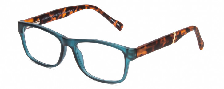 Profile View of Gotham Premium Flex 29 Designer Reading Eye Glasses with Custom Cut Powered Lenses in Matte Blue Unisex Square Full Rim Acetate 53 mm