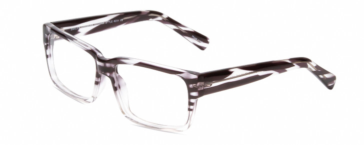 Profile View of Gotham Style 204 Designer Reading Eye Glasses with Custom Cut Powered Lenses in Black Crystal Stripes Unisex Rectangular Full Rim Acetate 56 mm