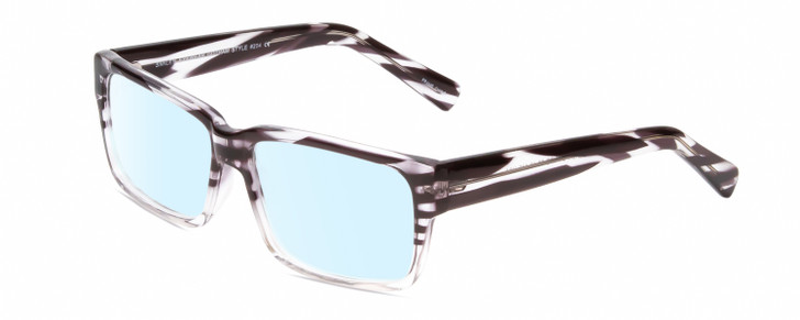 Profile View of Gotham Style 204 Designer Blue Light Blocking Eyeglasses in Black Crystal Stripes Unisex Rectangular Full Rim Acetate 56 mm