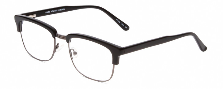 Profile View of Times Square Liberty Unisex Panthos Reading Glasses Black Gun Metal Silver 55 mm