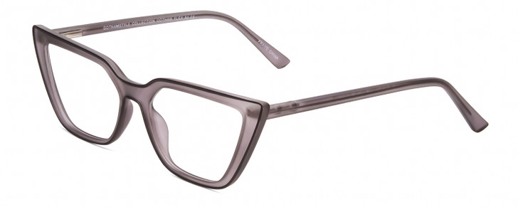 Profile View of Gotham Flex 84 Women's Triangular Designer Reading Glasses Smoke Grey Black 49mm