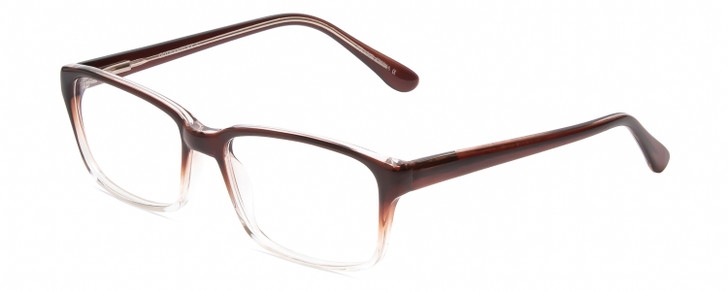 Profile View of Gotham Premium Flex 42 Designer Reading Eye Glasses with Custom Cut Powered Lenses in Brown Crystal Fade Mens Square Full Rim Acetate 56 mm