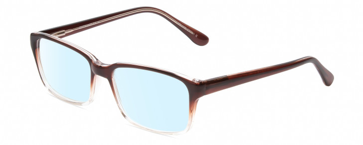 Profile View of Gotham Premium Flex 42 Designer Blue Light Blocking Eyeglasses in Brown Crystal Fade Mens Square Full Rim Acetate 56 mm