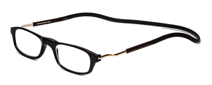Profile View of Snap Magnetic SP01-C1 Designer Single Vision Prescription Rx Eyeglasses in Gloss Black Silver Unisex Oval Full Rim Plastic 52 mm
