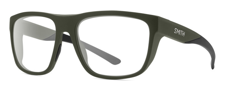 Profile View of Smith Optics Barra Designer Reading Eye Glasses in Matte Moss Green Unisex Classic Full Rim Acetate 59 mm