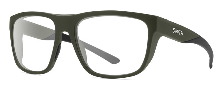 Profile View of Smith Optics Barra Designer Reading Eye Glasses with Custom Cut Powered Lenses in Matte Moss Green Unisex Classic Full Rim Acetate 59 mm