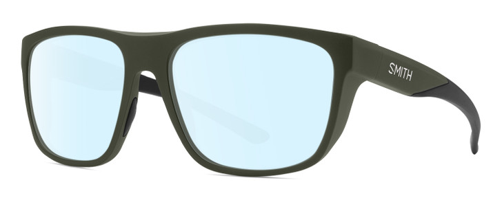 Profile View of Smith Optics Barra Designer Blue Light Blocking Eyeglasses in Matte Moss Green Unisex Classic Full Rim Acetate 59 mm