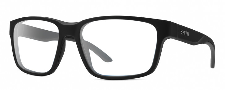 Profile View of Smith Optics Basecamp Designer Progressive Lens Prescription Rx Eyeglasses in Matte Black Unisex Square Full Rim Acetate 58 mm