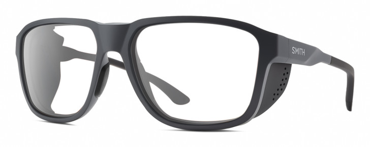 Profile View of Smith Optics Embark Designer Single Vision Prescription Rx Eyeglasses in Matte Slate Grey Unisex Wrap Full Rim Acetate 58 mm