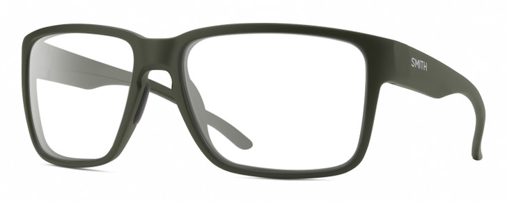 Profile View of Smith Optics Emerge Designer Progressive Lens Prescription Rx Eyeglasses in Matte Moss Green Unisex Square Full Rim Acetate 60 mm