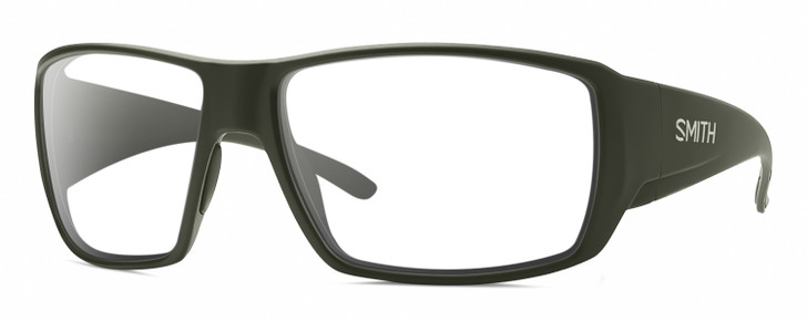Profile View of Smith Optics Guides Choice Designer Progressive Lens Prescription Rx Eyeglasses in Matte Moss Green Unisex Rectangle Full Rim Acetate 62 mm