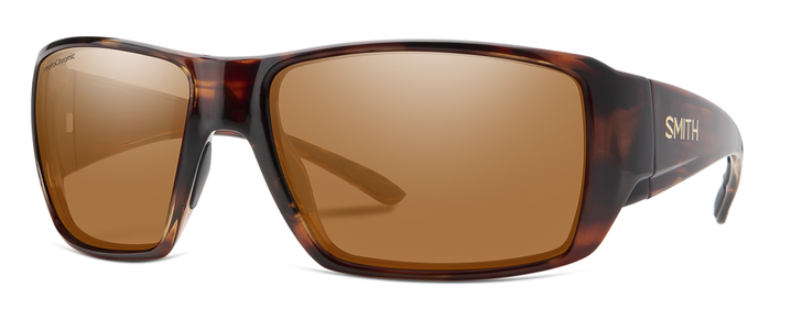 Profile View of Smith Guides Choice XL Unisex Sunglasses Tortoise/Polarchromic Brown Mirror 63mm