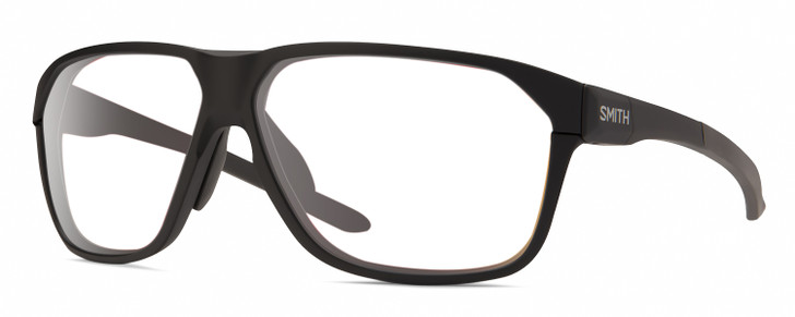 Profile View of Smith Optics Leadout Pivlock Designer Single Vision Prescription Rx Eyeglasses in Matte Black Unisex Square Full Rim Acetate 63 mm