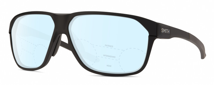 Profile View of Smith Optics Leadout Pivlock Designer Progressive Lens Blue Light Blocking Eyeglasses in Matte Black Unisex Square Full Rim Acetate 63 mm