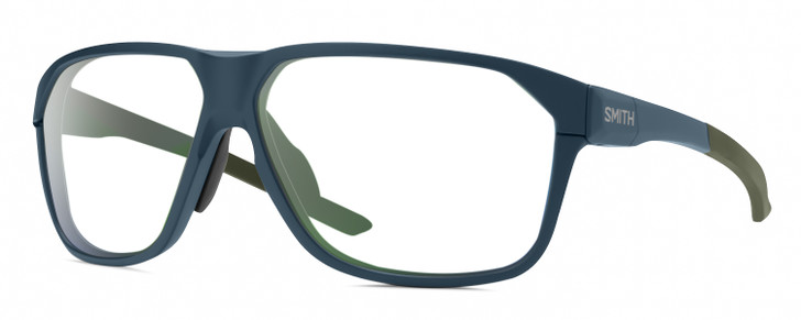 Profile View of Smith Optics Leadout Pivlock Designer Reading Eye Glasses in Matte Stone/Moss Green Blue Grey Unisex Square Full Rim Acetate 63 mm