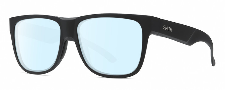 Profile View of Smith Optics Lowdown 2 Designer Blue Light Blocking Eyeglasses in Matte Black Unisex Classic Full Rim Acetate 55 mm