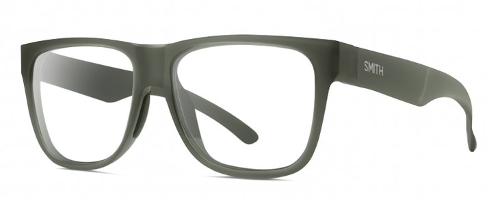 Profile View of Smith Optics Lowdown 2 Designer Reading Eye Glasses in Matte Moss Crystal Green Unisex Classic Full Rim Acetate 55 mm