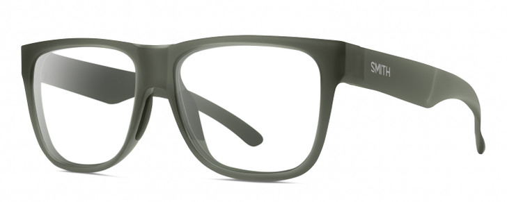 Profile View of Smith Optics Lowdown 2 Designer Bi-Focal Prescription Rx Eyeglasses in Matte Moss Crystal Green Unisex Classic Full Rim Acetate 55 mm