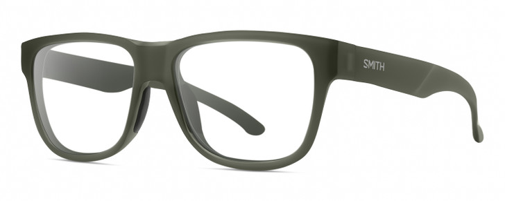 Profile View of Smith Optics Lowdown Slim 2 Designer Reading Eye Glasses with Custom Cut Powered Lenses in Matte Moss Crystal Green Unisex Classic Full Rim Acetate 53 mm