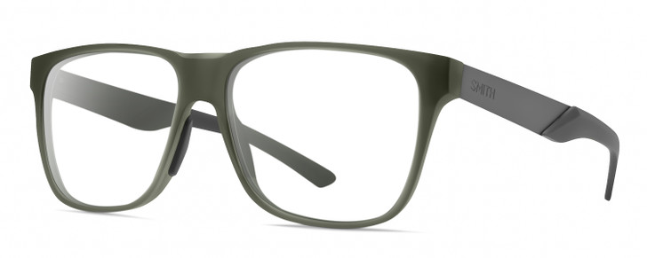 Profile View of Smith Optics Lowdown Steel Designer Reading Eye Glasses in Matte Moss Crystal Green/Gunmetal Unisex Classic Full Rim Acetate 56 mm