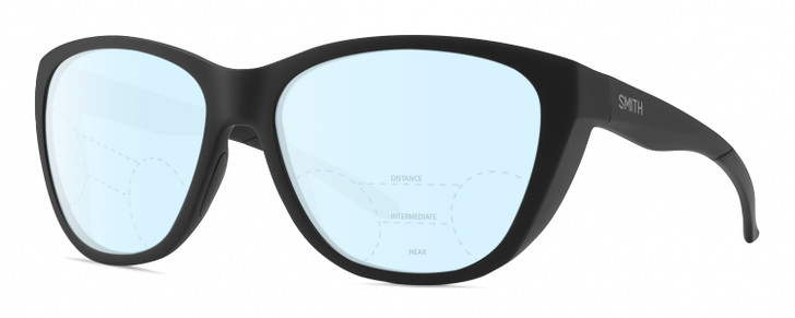 Profile View of Smith Optics Shoal Designer Progressive Lens Blue Light Blocking Eyeglasses in Matte Black Unisex Oval Full Rim Acetate 58 mm