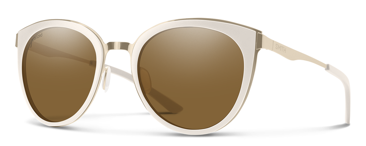 Profile View of Smith Somerset Cateye Sunglasses in White Gold/Photochromic Polarized Brown 53mm