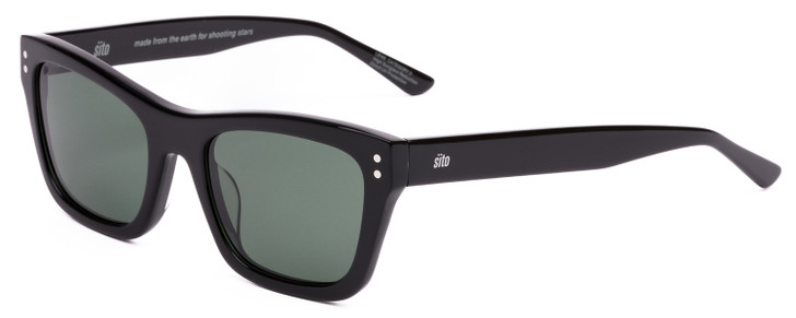 Profile View of SITO SHADES BREAK OF DAWN Unisex Square Designer Sunglasses in Black/Slate 54 mm