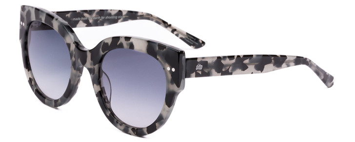 Profile View of SITO SHADES GOOD LIFE Womens Round Sunglasses Black Grey Tortoise/Gray Blue 54mm