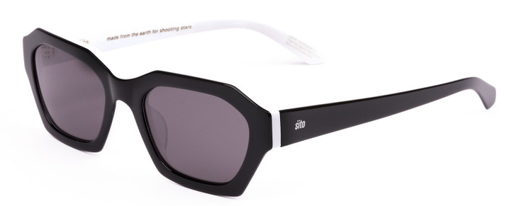 Profile View of SITO SHADES KINETIC Unisex Square Designer Sunglasses Black White/Iron Gray 54mm