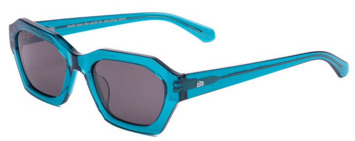 Profile View of SITO SHADES KINETIC Unisex Square Sunglasses in Caribbean Blue Crystal/Gray 54mm