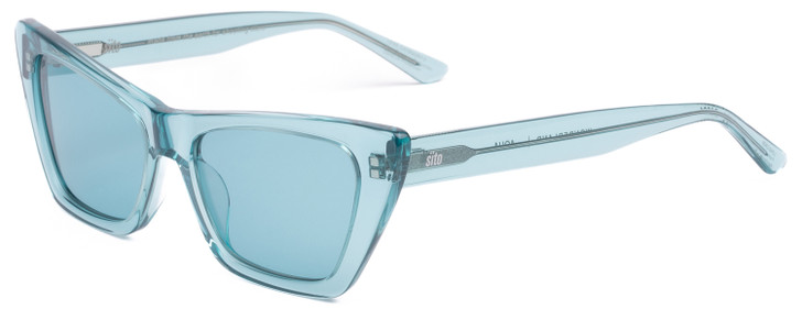 Profile View of SITO SHADES WONDERLAND Women's Cat Eye Sunglasses in Aqua Blue Crystal/Aqua 54mm