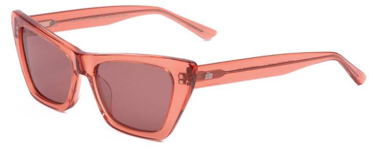 Profile View of SITO SHADES WONDERLAND Cat Eye Sunglasses Watermelon Pink Crystal/Rosewood 54 mm