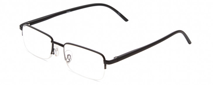 Profile View of Calabria 784 Men Rectangular Semi-Rimless Designer Reading Glasses in Black 50mm