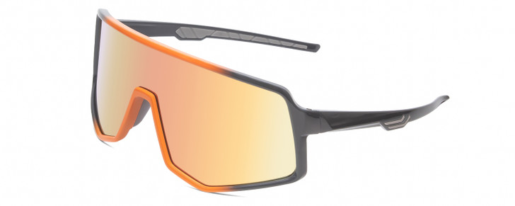 Profile View of Coyote Disruptor Unisex Designer Sunglasses in Gray Orange/Champagne Mirror 70mm